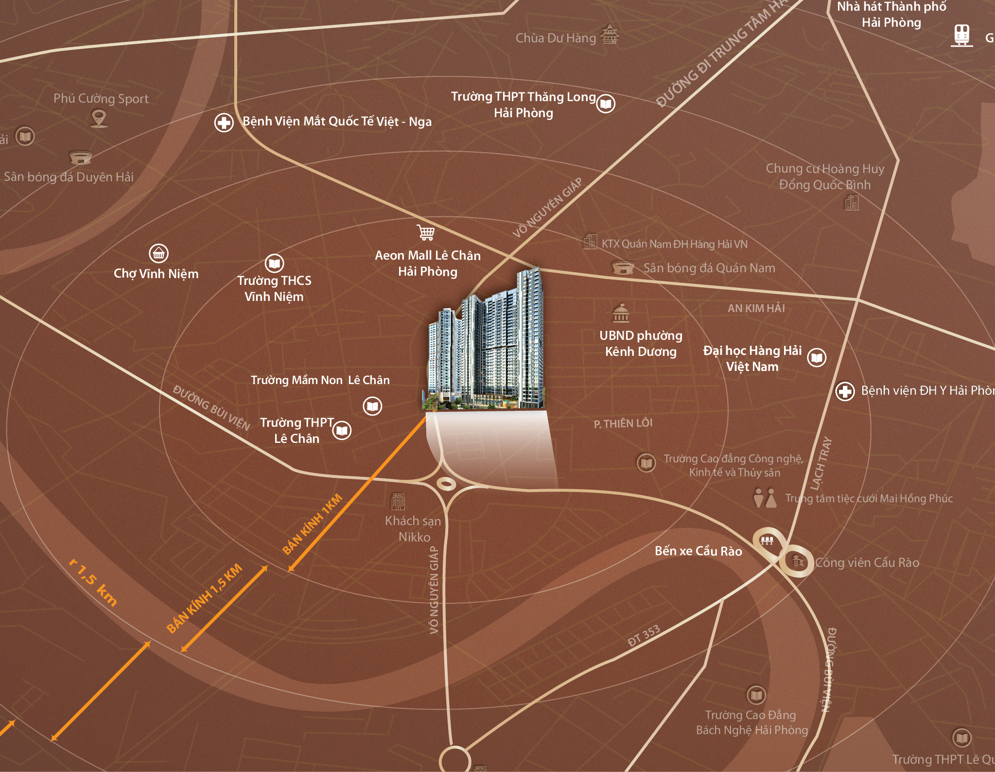 Bản đồ vị trí Rose Residence Hoang Huy Commerce